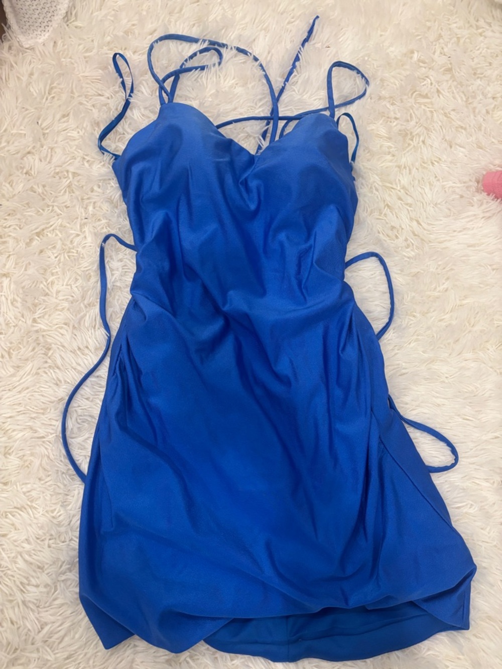 Clarisse Royal Blue Mini Dress with Strappy Details